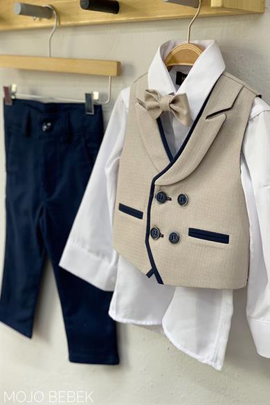 Mojo Erkek Bebek 6-18 Ay Spor Yelekli Takım 20445 Bej