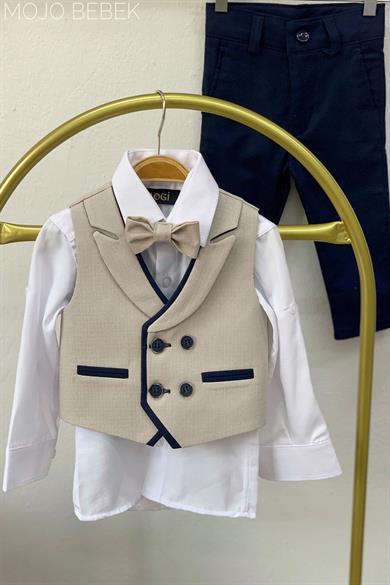 Mojo Erkek Bebek 6-18 Ay Spor Yelekli Takım 20445 Bej