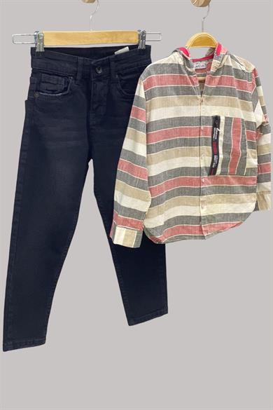 Mojo Erkek Çocuk 1-12 Yaş Taşlamalı Kot Pantolon 486 Siyah