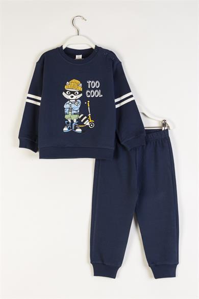 Mojo Erkek Çocuk 1-3 Yaş Baskılı Eşofman Takımı Lacivert