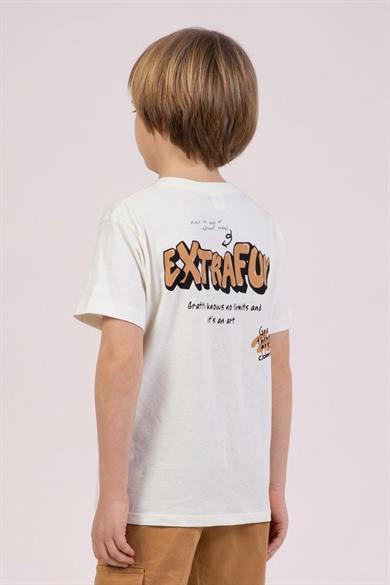 Mojo Erkek Çocuk %100 Pamuk Sırt Baskılı T-shirt 7681 Krem