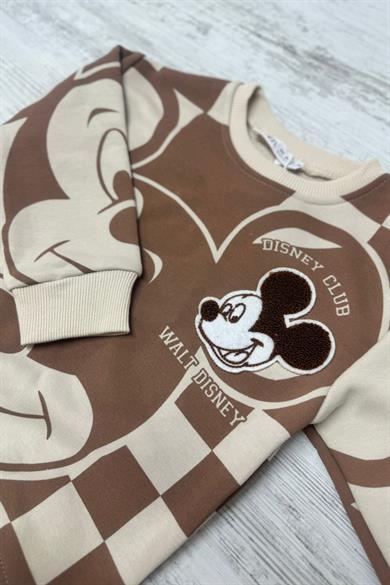 Mojo Erkek Çocuk 2-8 Yaş Mickey İşlemeli Eşofman Takımı 8030 Krem-Kahverengi