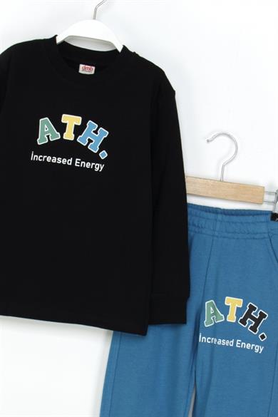 Mojo Erkek Çocuk 3-8 Yaş Lastikli Paça Eşofman Takımı Siyah