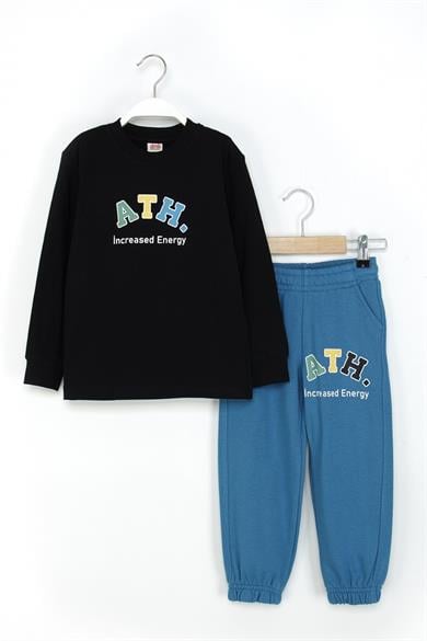 Mojo Erkek Çocuk 3-8 Yaş Lastikli Paça Eşofman Takımı Siyah