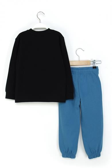 Mojo Erkek Çocuk 3-8 Yaş Lastikli Paça Eşofman Takımı Siyah