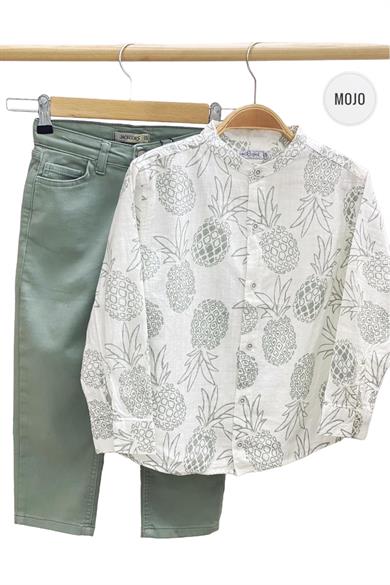 Mojo Erkek Çocuk 4-14 Yaş Full Likralı Renkli Denim Pantolon 2321 Yeşil