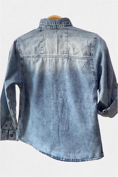 Mojo Erkek Çocuk 4-16 Yaş Cepli Kot Gömlek 20111 Mavi