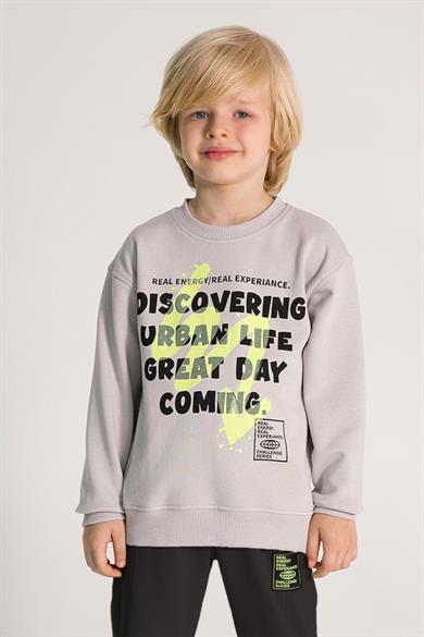 Mojo Erkek Çocuk 4-8 Yaş Baskılı Eşofman Takımı Gri