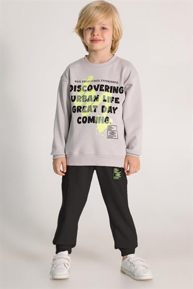 Mojo Erkek Çocuk 4-8 Yaş Baskılı Eşofman Takımı Gri