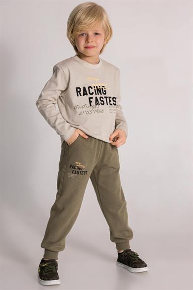 Mojo Erkek Çocuk 4-8 Yaş Baskılı Eşofman Takımı 4696 Krem-Haki