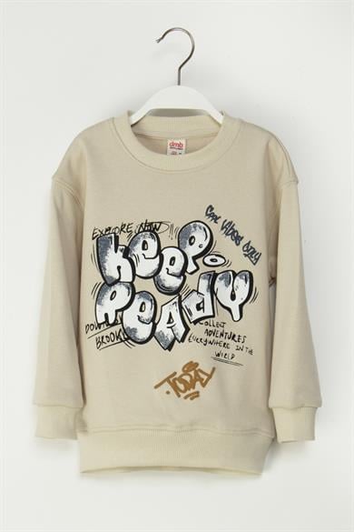 Mojo Erkek Çocuk 4-8 Yaş Baskılı Sweatshirt Bej
