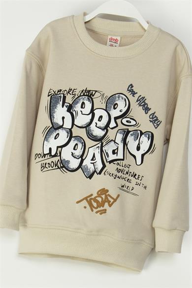 Mojo Erkek Çocuk 4-8 Yaş Baskılı Sweatshirt Bej