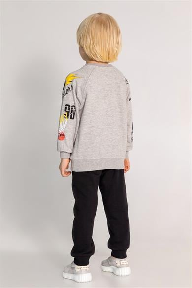 Mojo Erkek Çocuk 4-8 Yaş Desenli Eşofman Takımı Gri