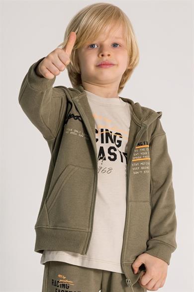 Mojo Erkek Çocuk 4-8 Yaş Fermuarlı Kapüşonlu Hırka 4695 Haki