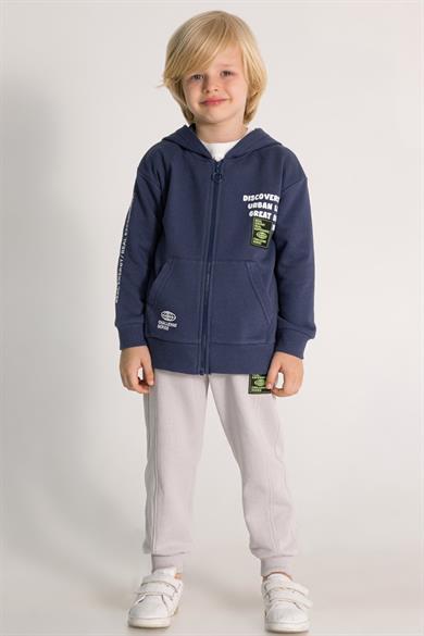 Mojo Erkek Çocuk 4-8 Yaş Kapüşonlu Fermuarlı Eşofman Takımı Lacivert