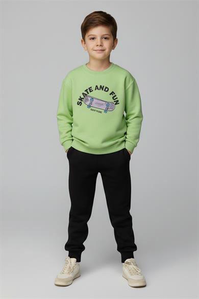 Mojo Erkek Çocuk 4-8 Yaş Kaykay Desenli Eşofman Takımı Yeşil