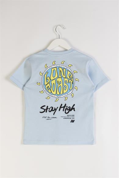 Mojo Erkek Çocuk 4-9 Yaş %100 Pamuk Sırt Baskılı T-shirt 7690 Mavi