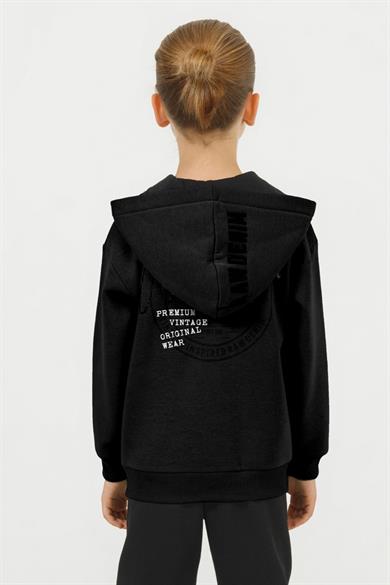 Mojo Erkek Çocuk 4-9 Yaş 3 İplik  Şardonlu Kapüşonlu Hırka Siyah