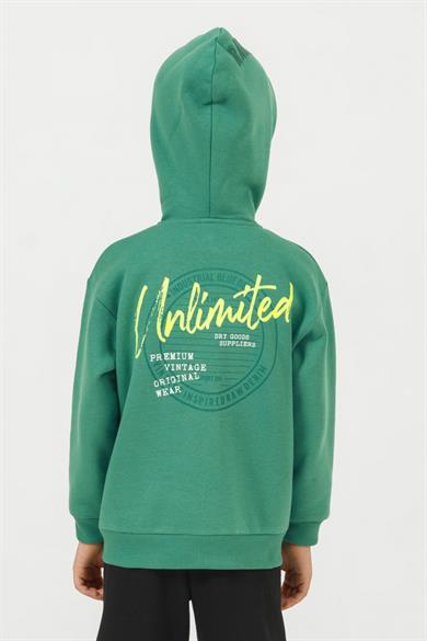 Mojo Erkek Çocuk 4-9 Yaş 3 İplik  Şardonlu Kapüşonlu Hırka Yeşil