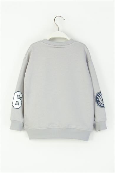 Mojo Erkek Çocuk 4-9 Yaş Basketbol Topu Baskılı Sweatshirt Gri