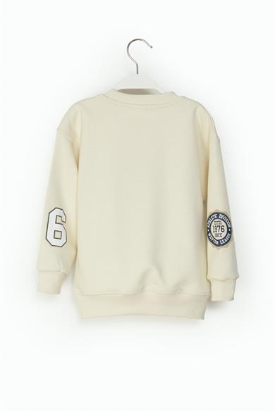 Mojo Erkek Çocuk 4-9 Yaş Basketbol Topu Baskılı Sweatshirt Krem