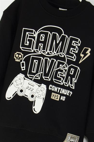Mojo Erkek Çocuk 4-9 Yaş Game Baskılı Sweatshirt Siyah