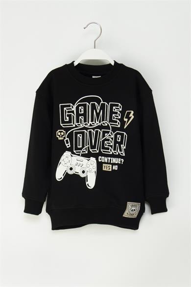Mojo Erkek Çocuk 4-9 Yaş Game Baskılı Sweatshirt Siyah