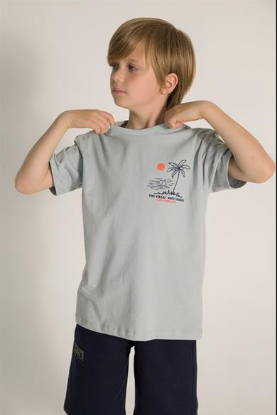 Mojo Erkek Çocuk 4-9 Yaş Pamuklu Baskılı Kısa Kol T-Shirt 7563 Mint