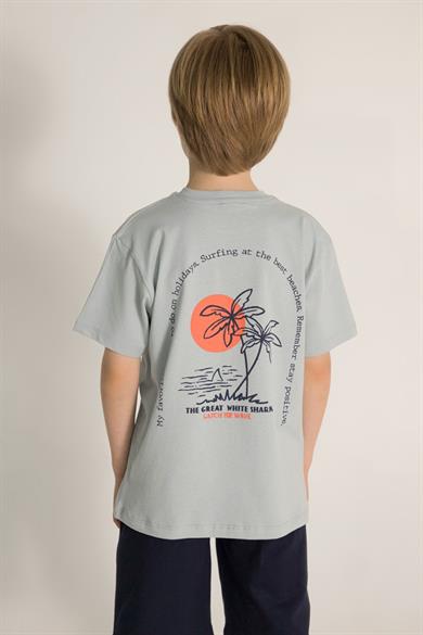 Mojo Erkek Çocuk 4-9 Yaş Pamuklu Baskılı Kısa Kol T-Shirt 7563 Mint