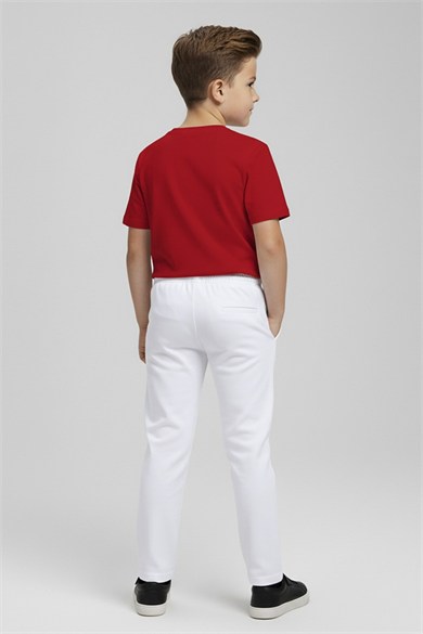 Mojo Erkek Çocuk 4-9 Yaş Pamuklu Gabardin Pantolon Beyaz