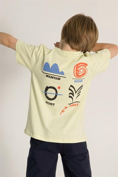 Mojo Erkek Çocuk 4-9 Yaş Sırt Baskılı Kısa Kol T-shirt 7540 Yeşil