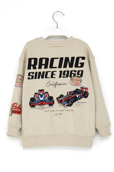 Mojo Erkek Çocuk 4-9 Yaş Sırt Desenli Sweatshirt Bej