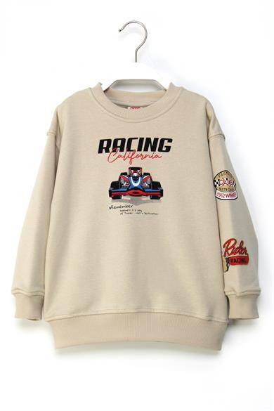 Mojo Erkek Çocuk 4-9 Yaş Sırt Desenli Sweatshirt Bej