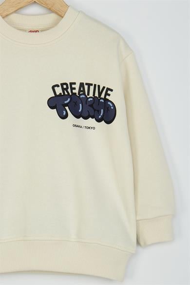 Mojo Erkek Çocuk 4-9 Yaş Tokyo Sırt Baskılı Sweatshirt Krem