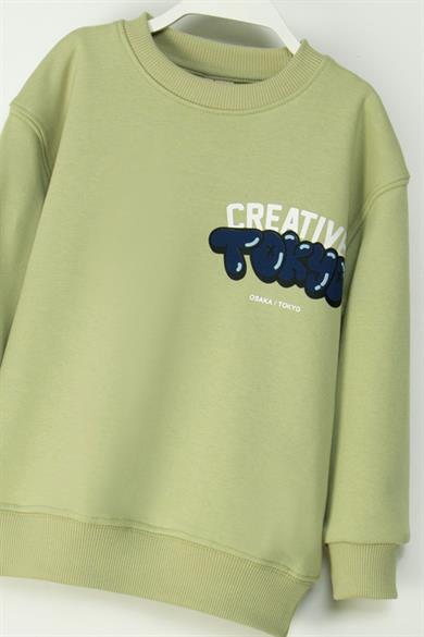 Mojo Erkek Çocuk 4-9 Yaş Tokyo Sırt Baskılı Sweatshirt Yeşil