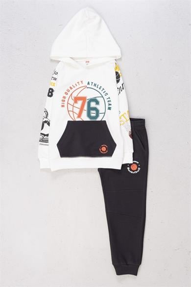 Mojo Erkek Çocuk 7-11 Yaş Kapüşonlu Sweatshirt Eşofman Tk Antrasit