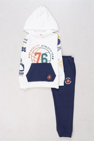 Mojo Erkek Çocuk 7-11 Yaş Kapüşonlu Sweatshirt Eşofman Tk Lacivert