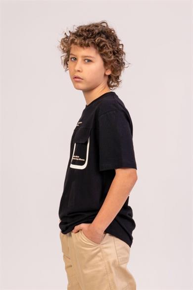 Mojo Erkek Çocuk 9-14 Yaş %100 Pamuk Baskılı T-shirt 7699 Siyah