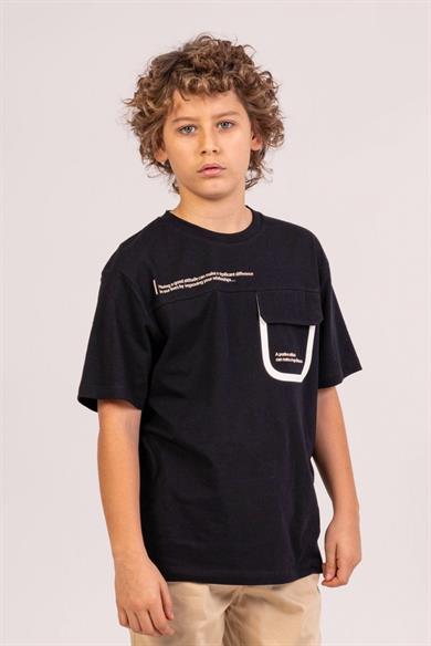 Mojo Erkek Çocuk 9-14 Yaş %100 Pamuk Baskılı T-shirt 7699 Siyah