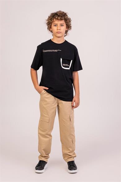 Mojo Erkek Çocuk 9-14 Yaş %100 Pamuk Baskılı T-shirt 7699 Siyah