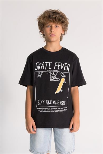 Mojo Erkek Çocuk 9-14 Yaş Arkası Baskılı Kısa Kol T-shirt 7645 Siyah