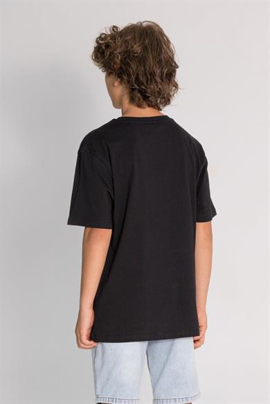 Mojo Erkek Çocuk 9-14 Yaş Arkası Baskılı Kısa Kol T-shirt 7645 Siyah