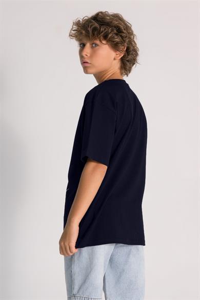 Mojo Erkek Çocuk 9-14 Yaş Arkası Baskılı Kısa Kol T-shirt 7645 Lacivert