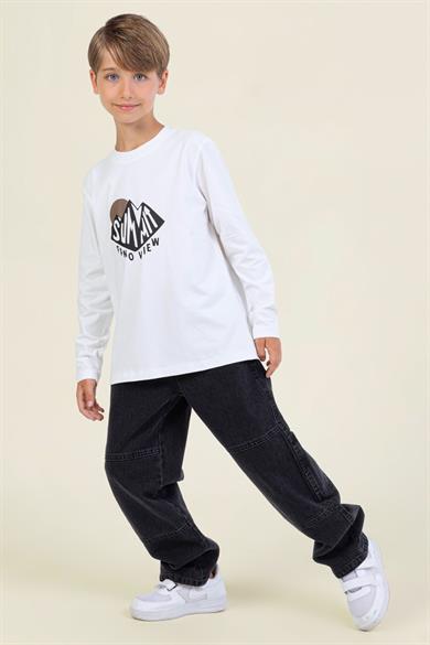 Mojo Erkek Çocuk 9-14 Yaş Bol Kesim Denim Pantolon Siyah