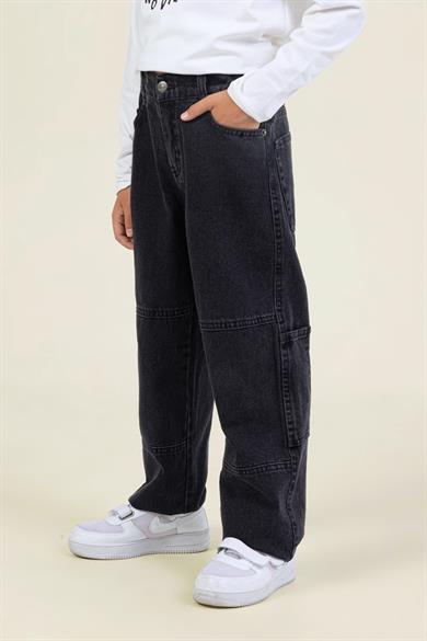 Mojo Erkek Çocuk 9-14 Yaş Bol Kesim Denim Pantolon Siyah