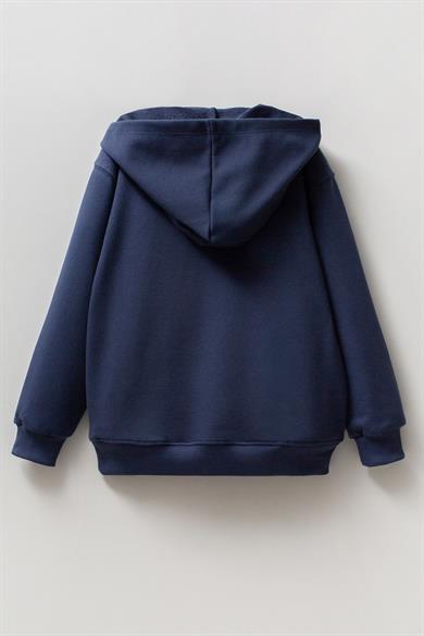 Mojo Erkek Çocuk 9-14 Yaş Desenli Kapüşonlu Sweatshirt Lacivert