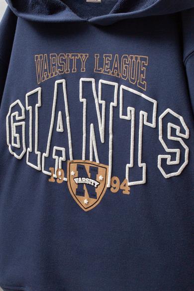 Mojo Erkek Çocuk 9-14 Yaş Desenli Kapüşonlu Sweatshirt Lacivert