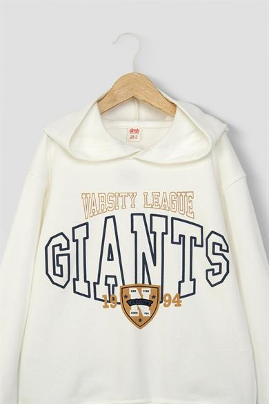 Mojo Erkek Çocuk 9-14 Yaş Desenli Kapüşonlu Sweatshirt Ekru