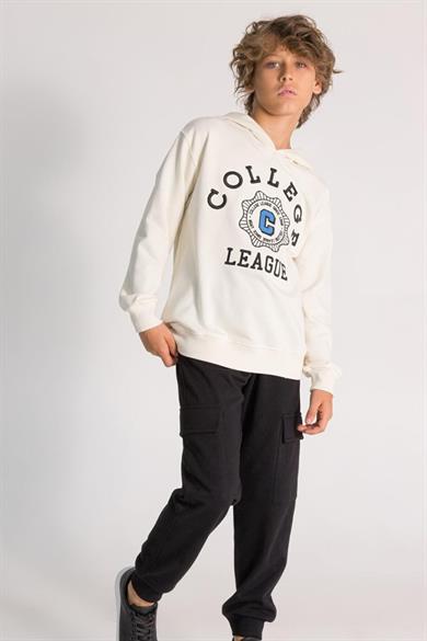 Mojo Erkek Çocuk 9-14 Yaş Kapüşonlu Sweatshirt 4060 Krem