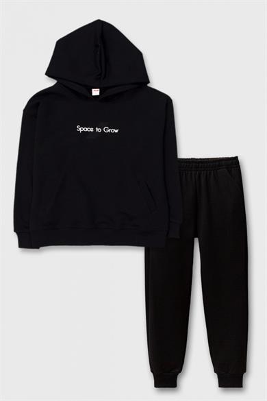 Mojo Erkek Çocuk 9-14 Yaş Kapüşonlu Sweat Eşofman Takımı Siyah